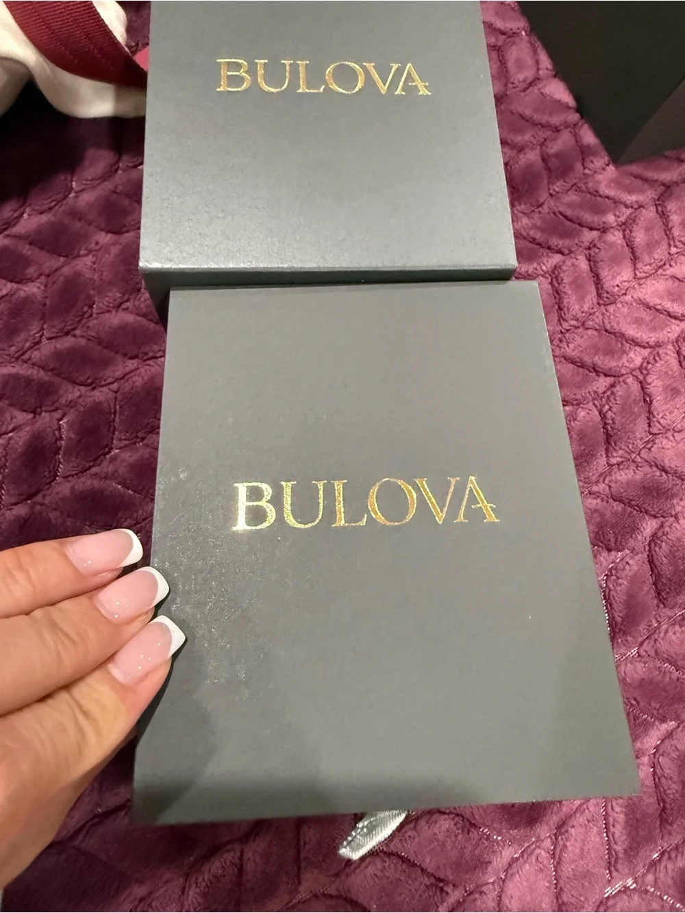 Bulova Gray Box with Gold Logo